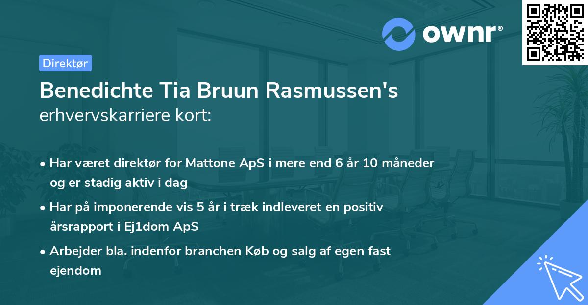 Benedichte Tia Bruun Rasmussen's erhvervskarriere kort