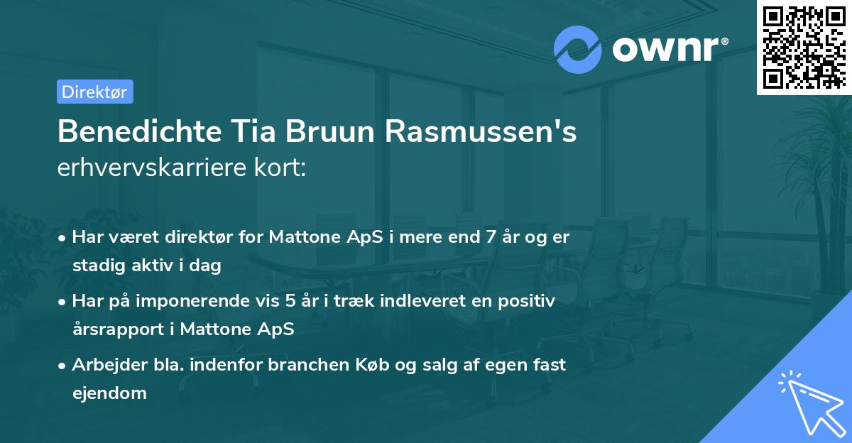 Benedichte Tia Bruun Rasmussen's erhvervskarriere kort