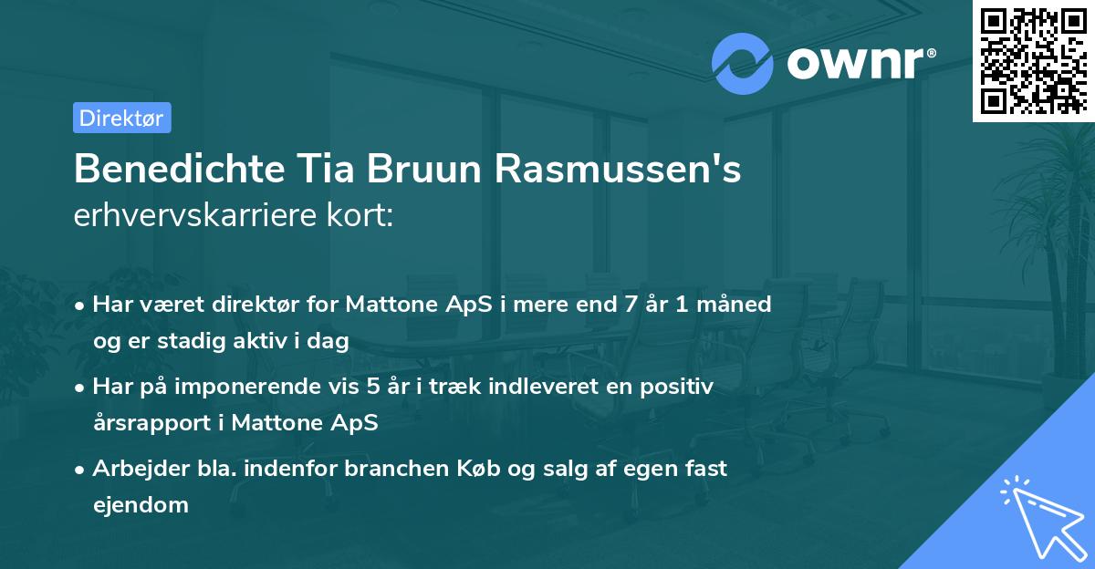 Benedichte Tia Bruun Rasmussen's erhvervskarriere kort