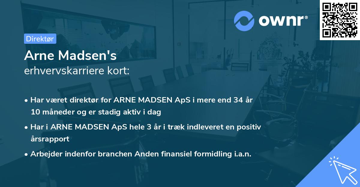Arne Madsen's erhvervskarriere kort