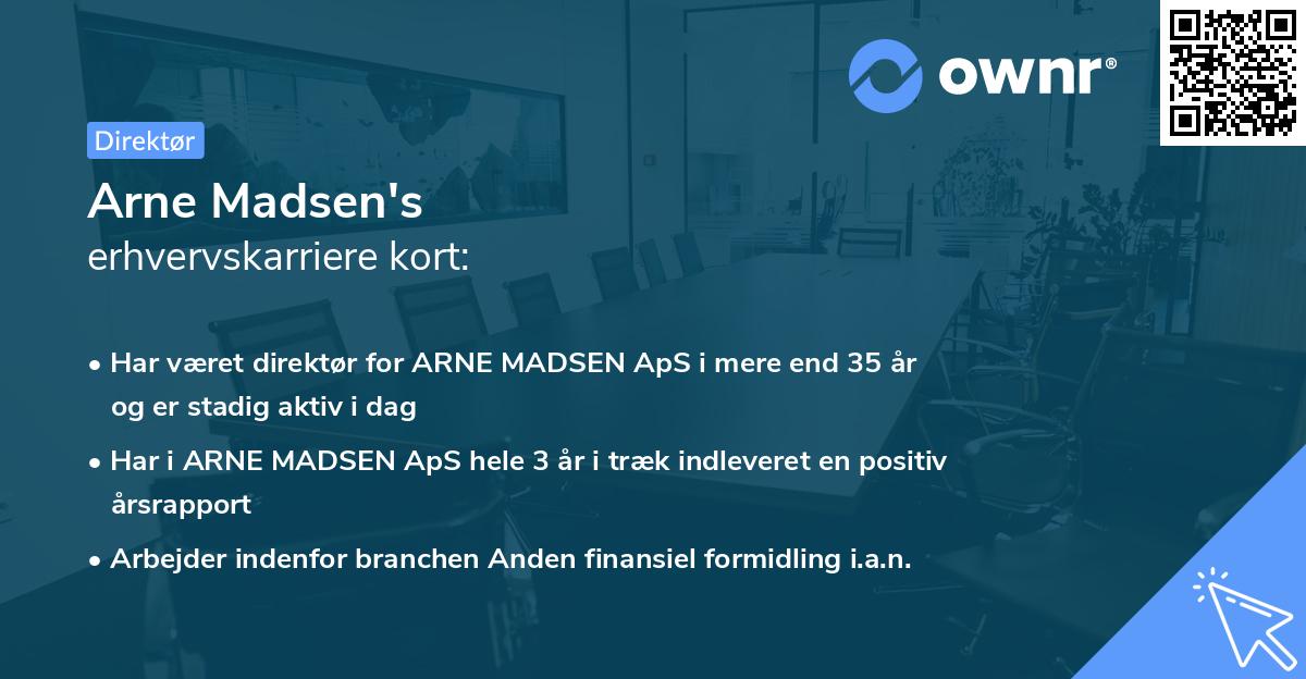 Arne Madsen's erhvervskarriere kort