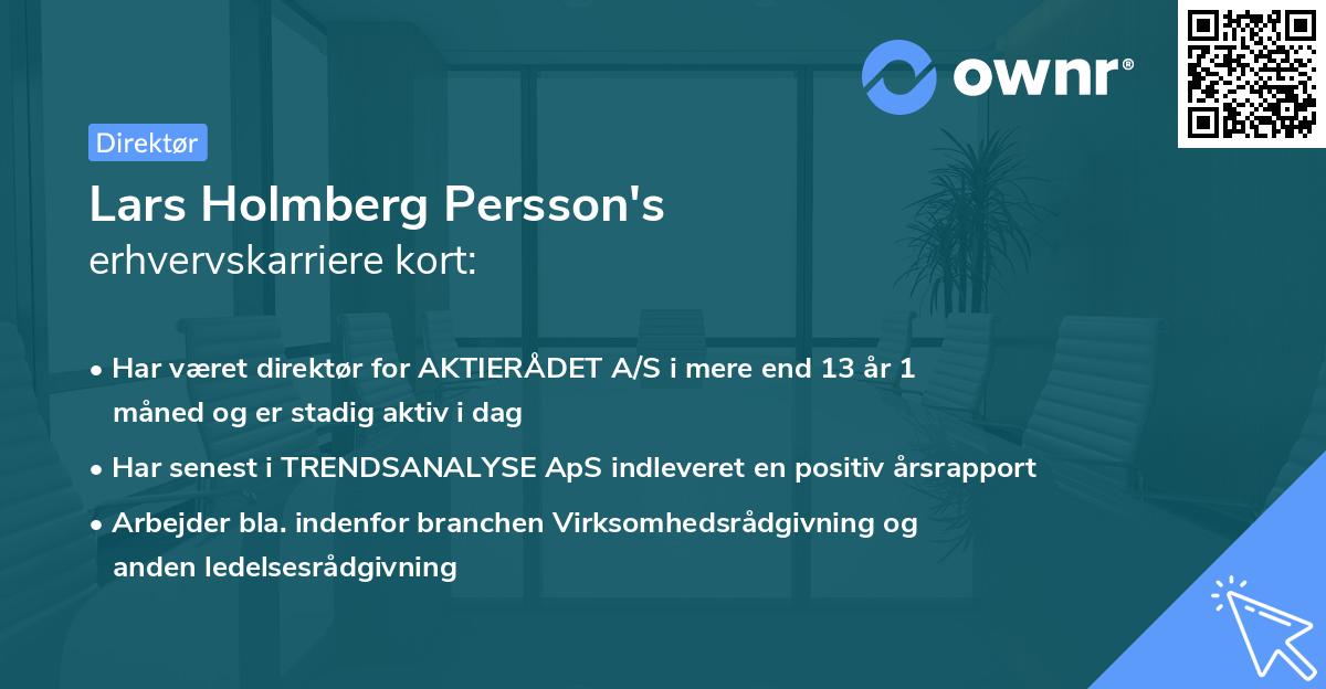Lars Holmberg Persson's erhvervskarriere kort