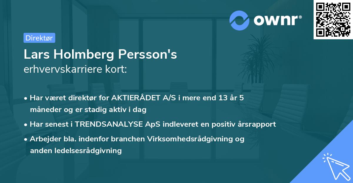 Lars Holmberg Persson's erhvervskarriere kort