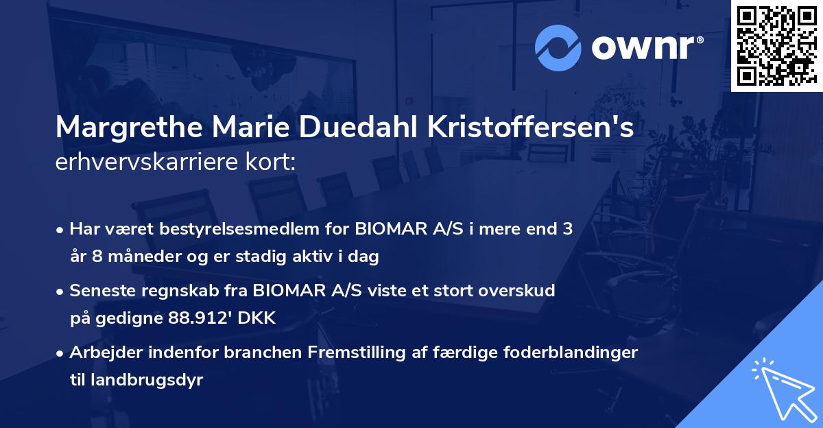 Margrethe Marie Duedahl Kristoffersen's erhvervskarriere kort