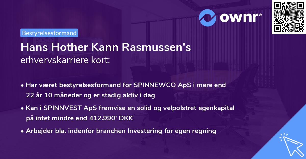 Hans Hother Kann Rasmussen's erhvervskarriere kort