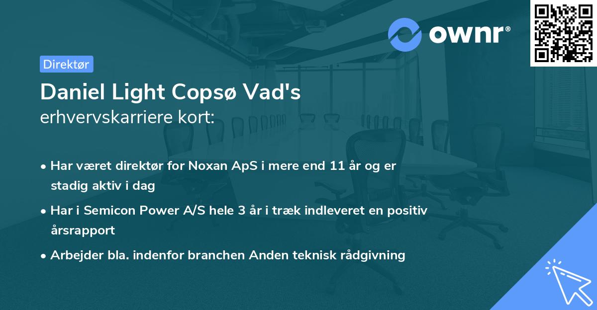 Daniel Light Copsø Vad's erhvervskarriere kort