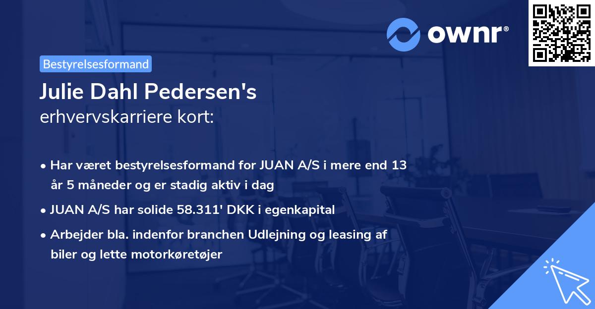 Julie Dahl Pedersen's erhvervskarriere kort