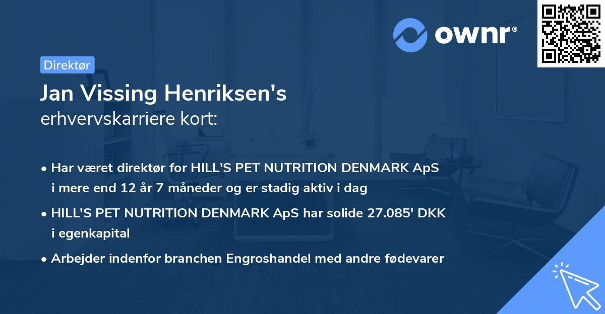 Jan Vissing Henriksen's erhvervskarriere kort
