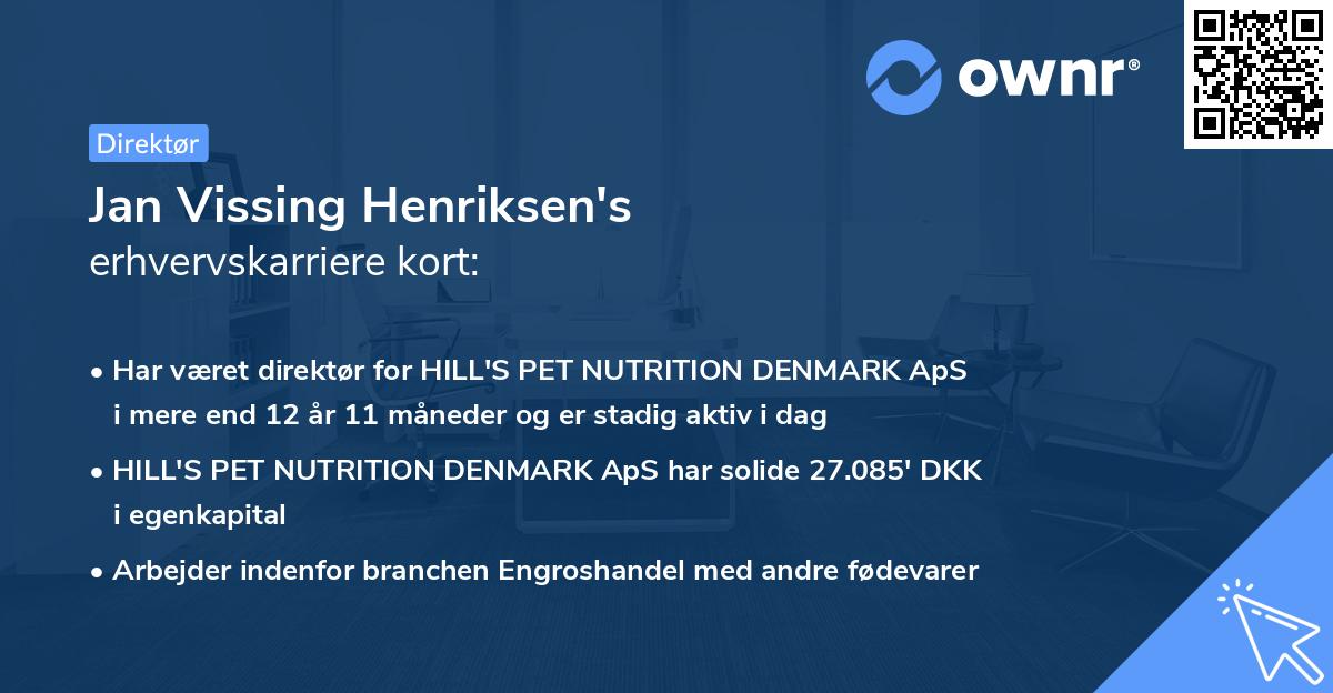 Jan Vissing Henriksen's erhvervskarriere kort