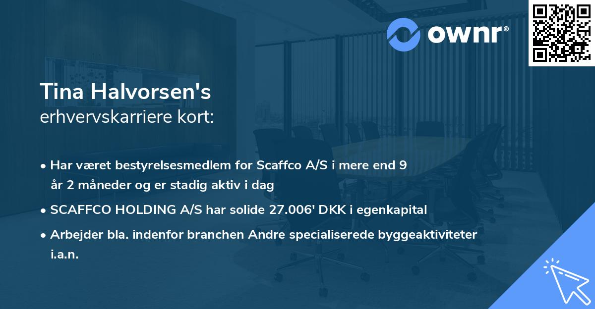 Tina Halvorsen's erhvervskarriere kort