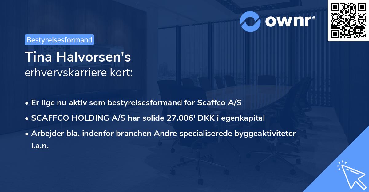 Tina Halvorsen's erhvervskarriere kort