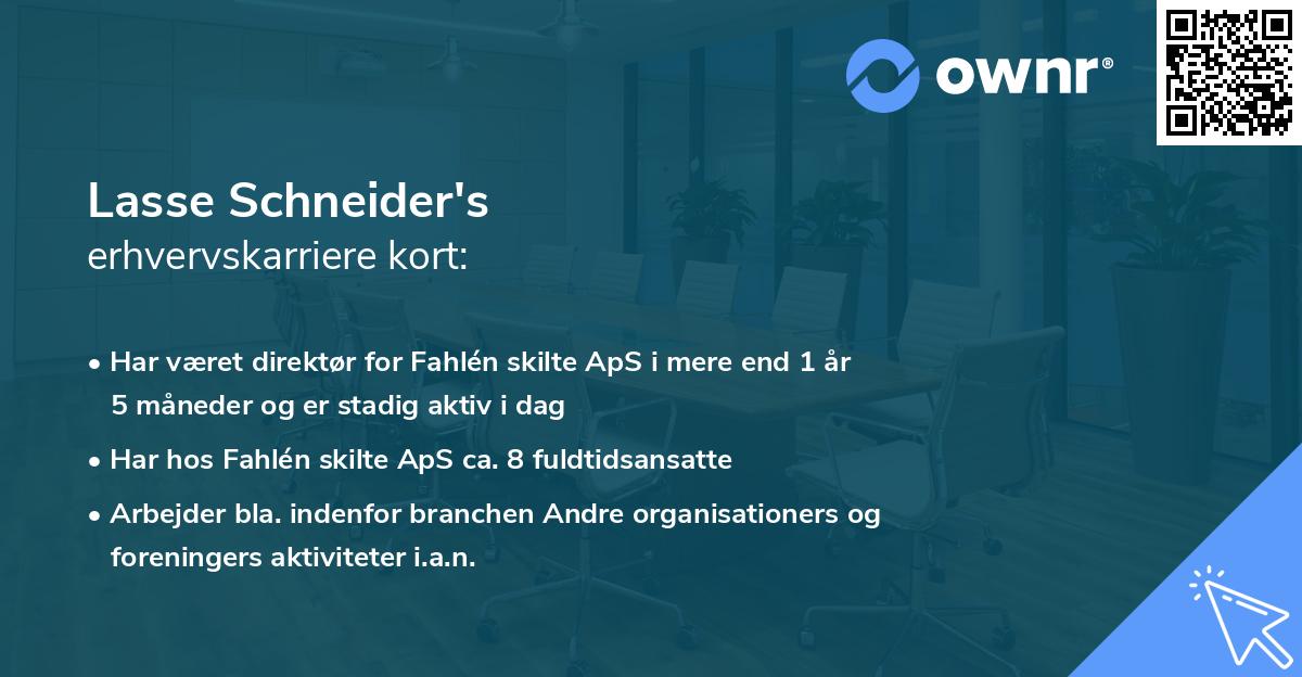 Lasse Schneider's erhvervskarriere kort