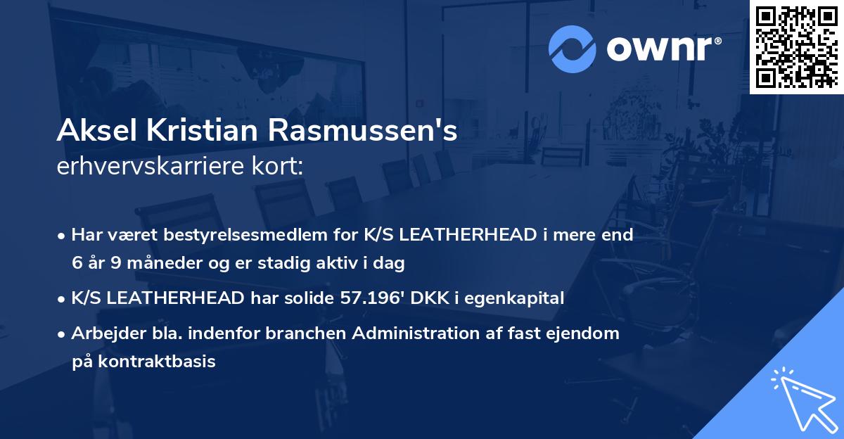 Aksel Kristian Rasmussen's erhvervskarriere kort