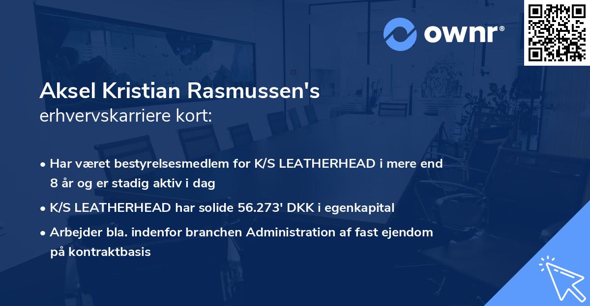 Aksel Kristian Rasmussen's erhvervskarriere kort