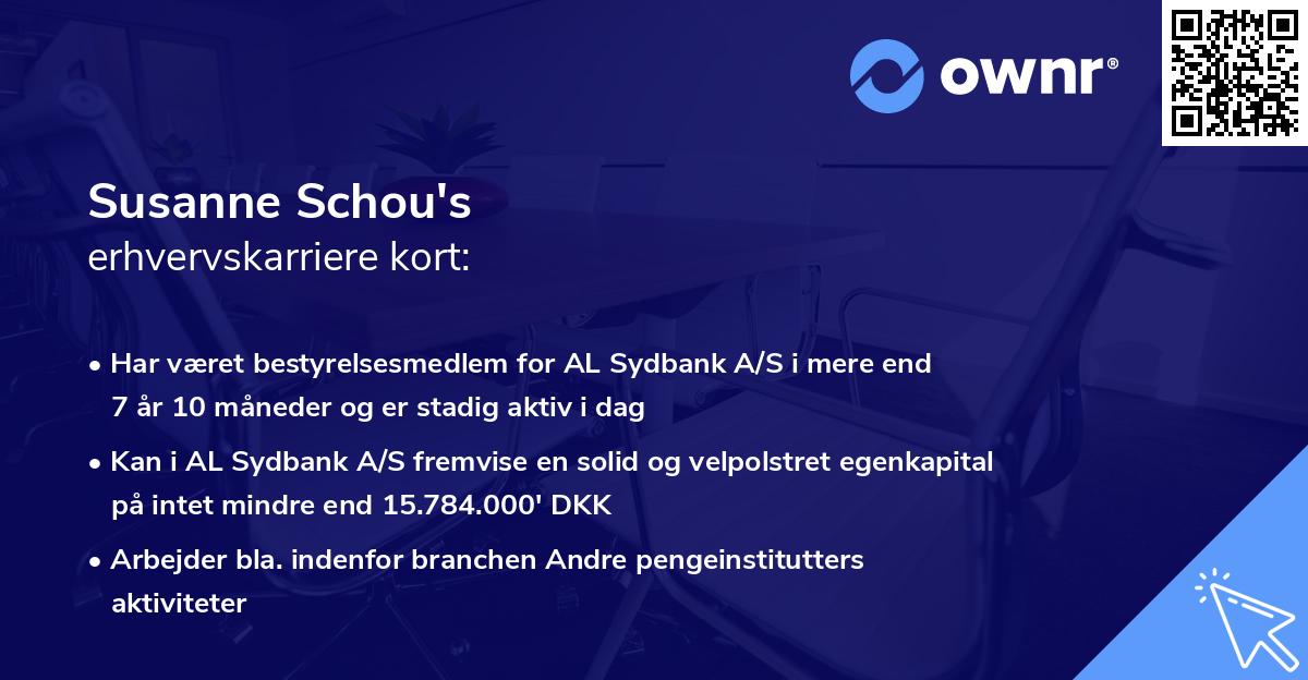 Susanne Schou's erhvervskarriere kort