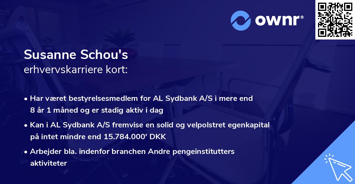 Susanne Schou's erhvervskarriere kort