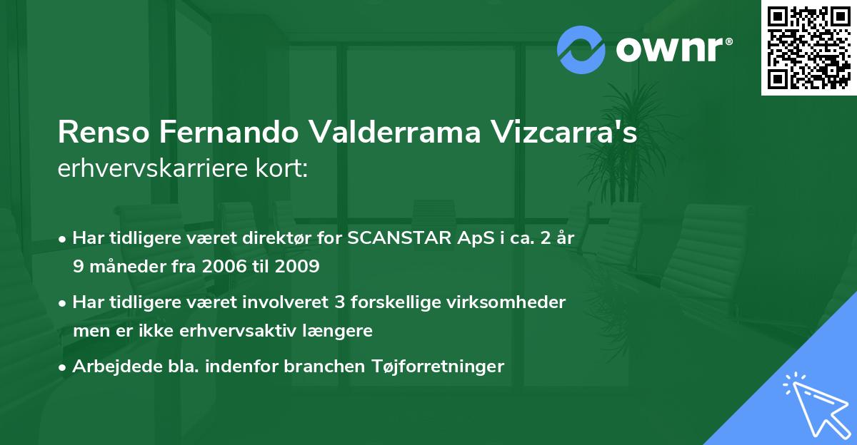 Renso Fernando Valderrama Vizcarra's erhvervskarriere kort