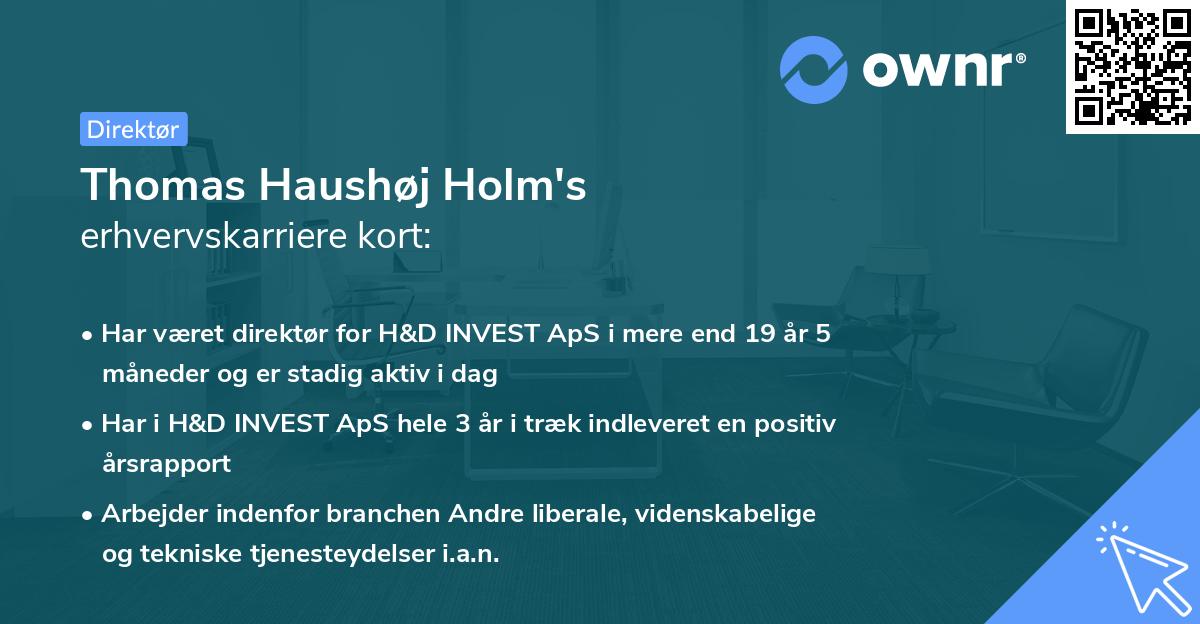 Thomas Haushøj Holm's erhvervskarriere kort