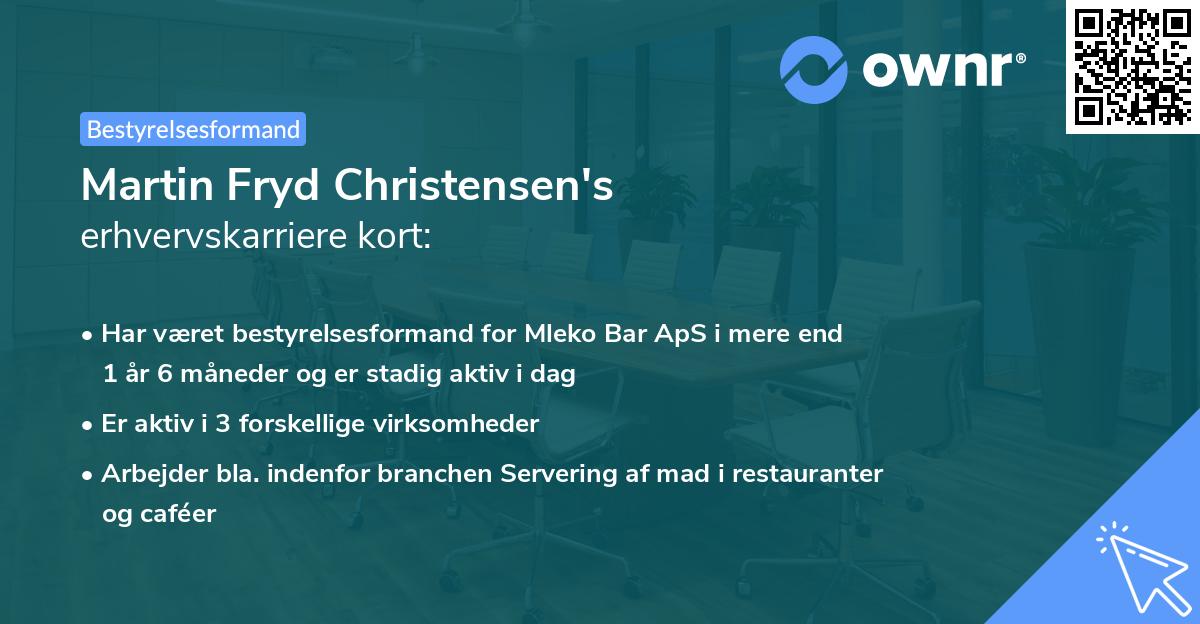 Martin Fryd Christensen's erhvervskarriere kort