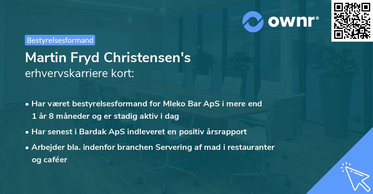 Martin Fryd Christensen's erhvervskarriere kort