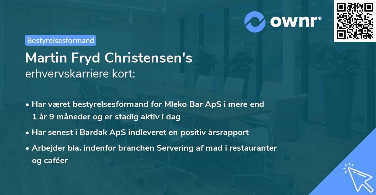 Martin Fryd Christensen's erhvervskarriere kort