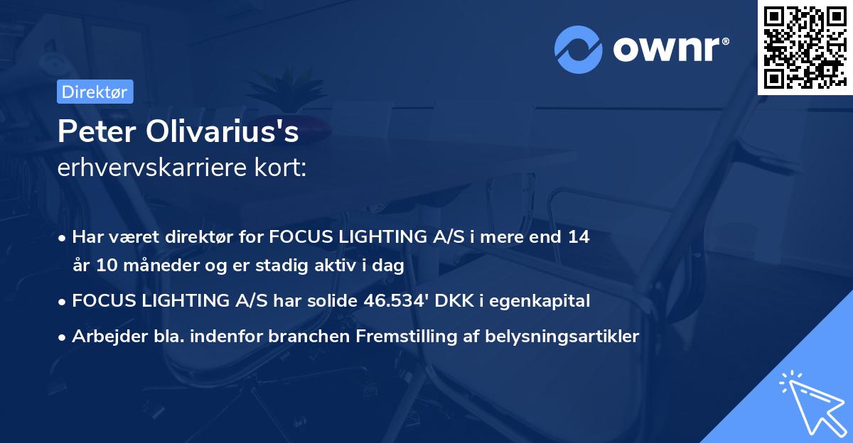 Peter Olivarius's erhvervskarriere kort