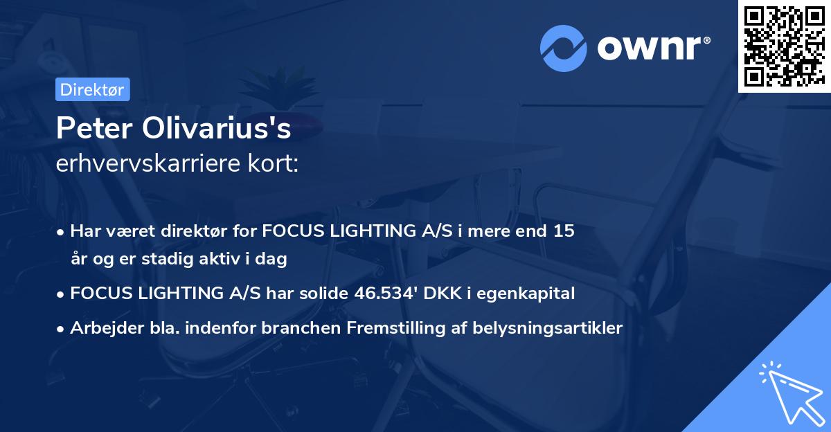 Peter Olivarius's erhvervskarriere kort
