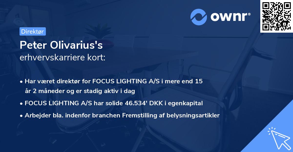 Peter Olivarius's erhvervskarriere kort