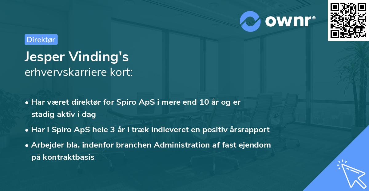 Jesper Vinding's erhvervskarriere kort
