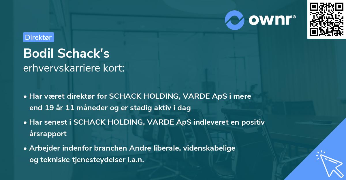 Bodil Schack's erhvervskarriere kort