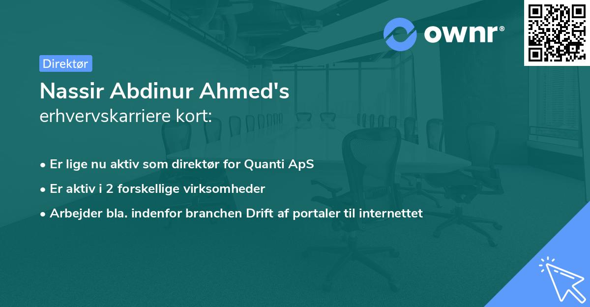 Nassir Abdinur Ahmed's erhvervskarriere kort