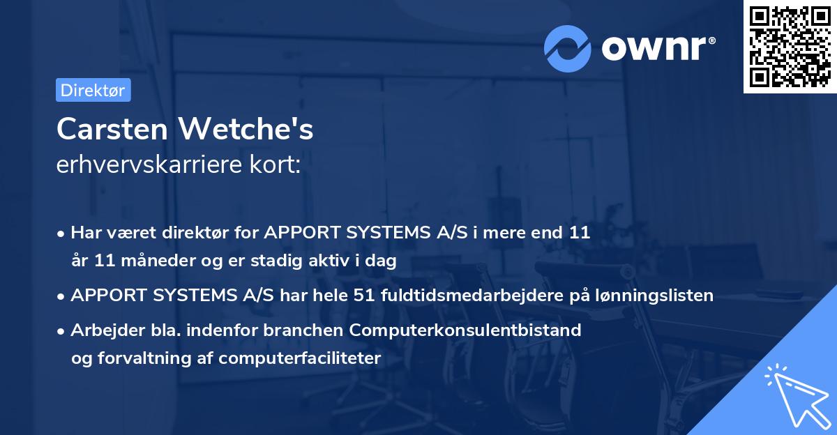 Carsten Wetche's erhvervskarriere kort