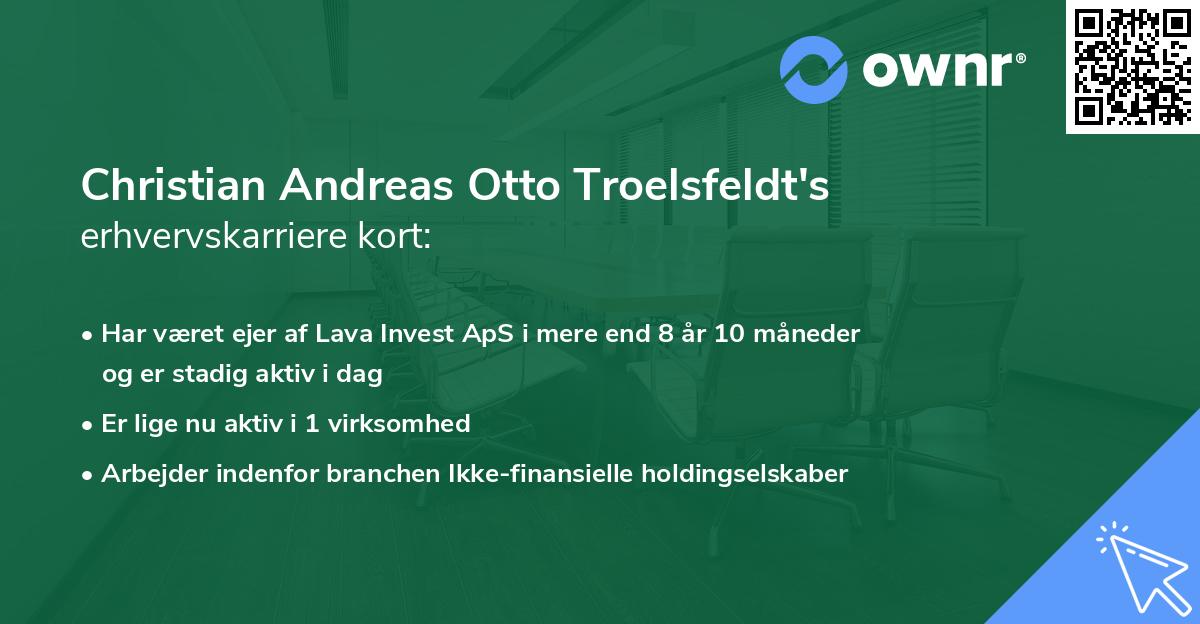 Christian Andreas Otto Troelsfeldt's erhvervskarriere kort