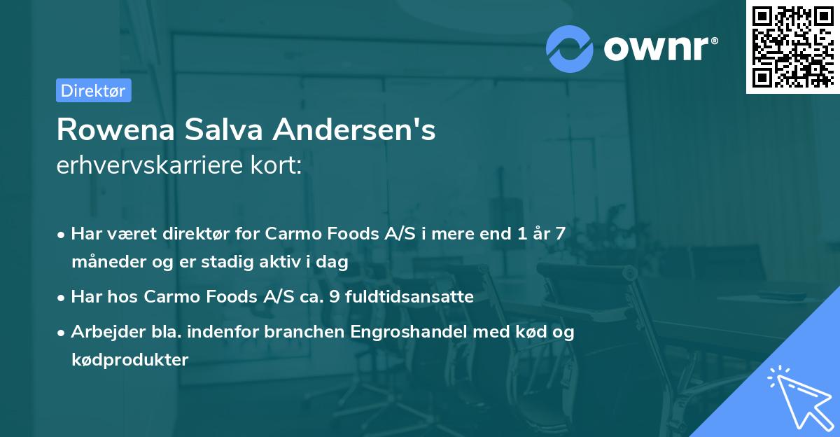 Rowena Salva Andersen's erhvervskarriere kort