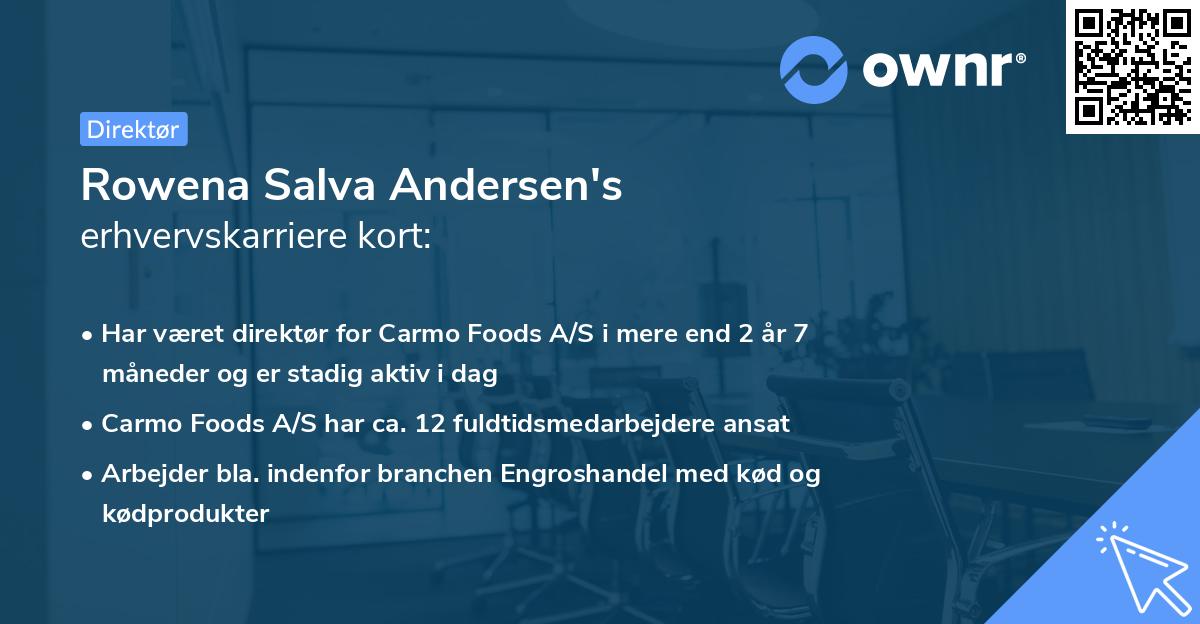 Rowena Salva Andersen's erhvervskarriere kort