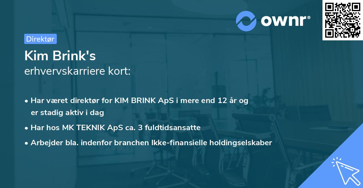 Kim Brink's erhvervskarriere kort