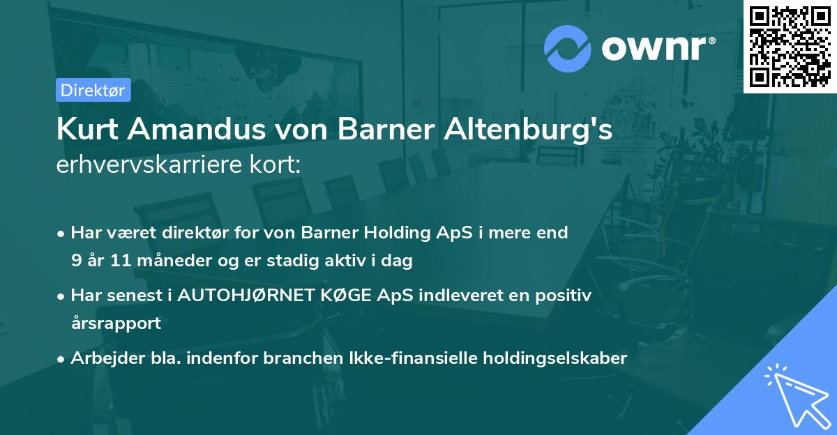 Kurt Amandus von Barner Altenburg's erhvervskarriere kort