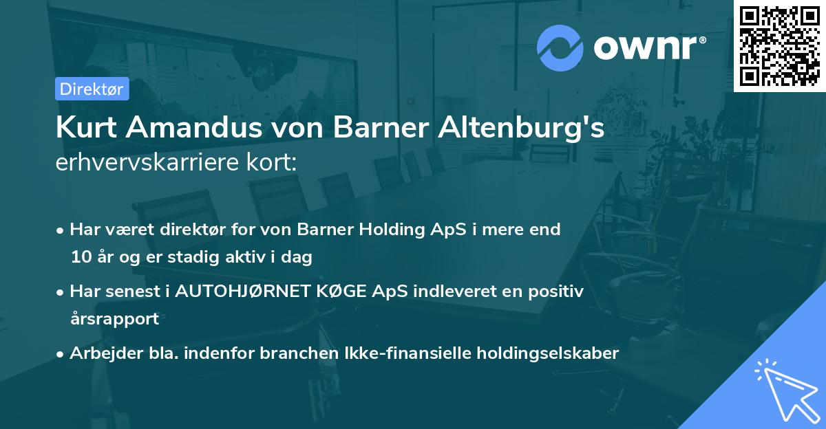 Kurt Amandus von Barner Altenburg's erhvervskarriere kort
