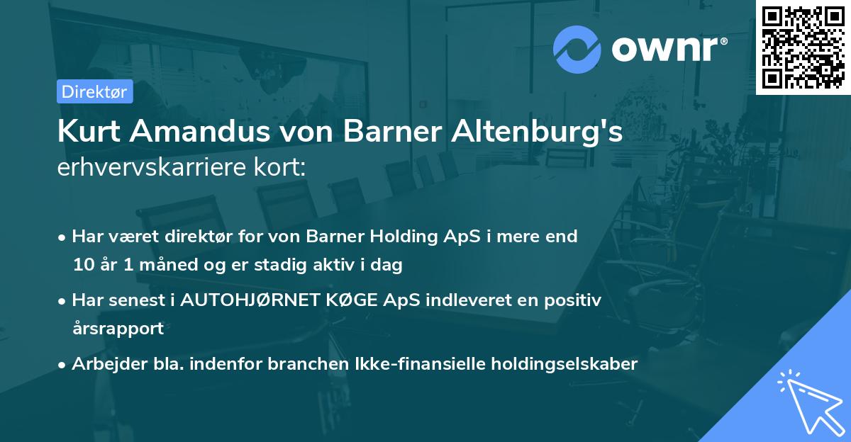Kurt Amandus von Barner Altenburg's erhvervskarriere kort