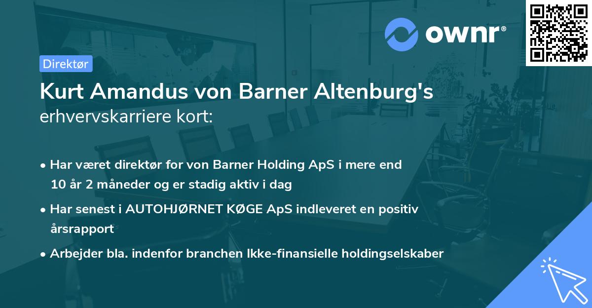 Kurt Amandus von Barner Altenburg's erhvervskarriere kort