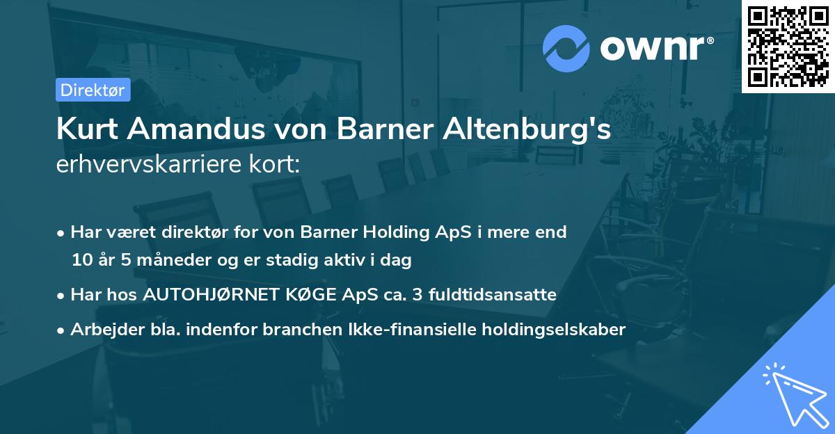 Kurt Amandus von Barner Altenburg's erhvervskarriere kort