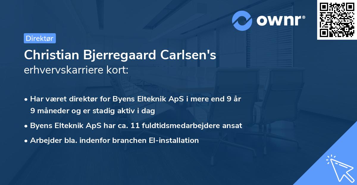 Christian Bjerregaard Carlsen's erhvervskarriere kort