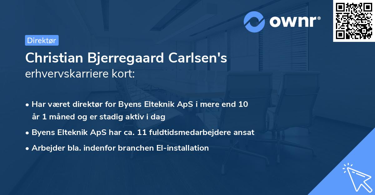 Christian Bjerregaard Carlsen's erhvervskarriere kort