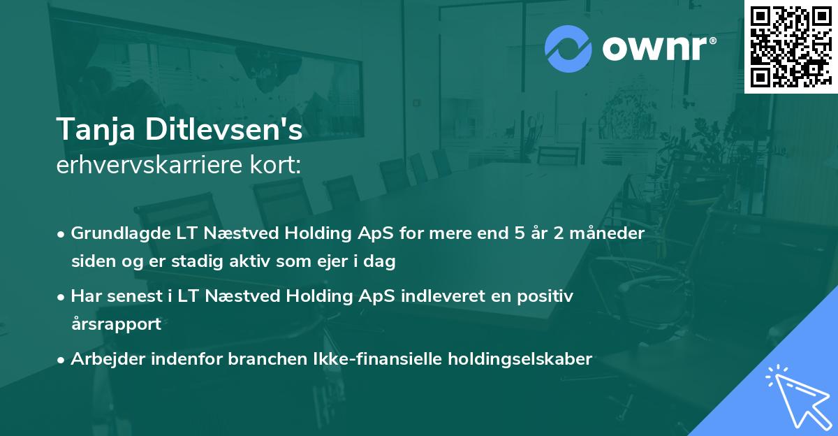Tanja Ditlevsen's erhvervskarriere kort