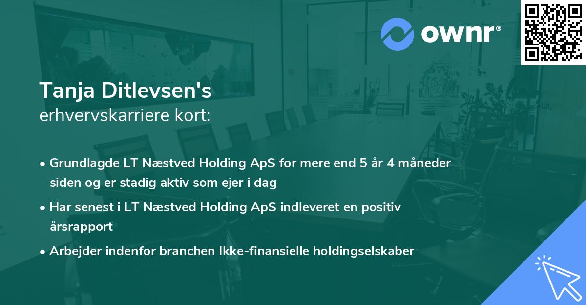 Tanja Ditlevsen's erhvervskarriere kort