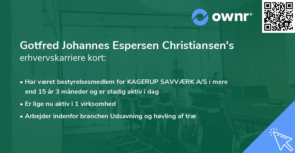 Gotfred Johannes Espersen Christiansen's erhvervskarriere kort