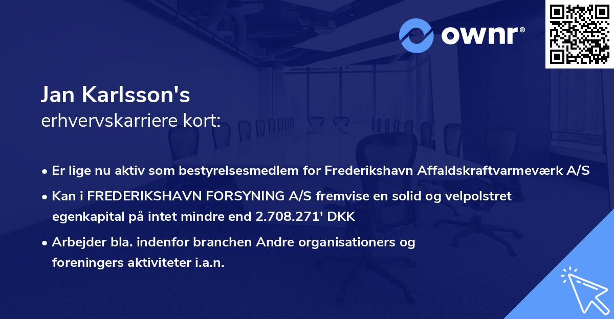 Jan Karlsson's erhvervskarriere kort