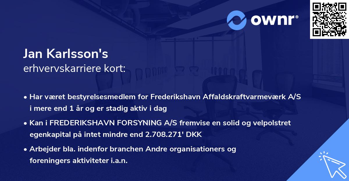 Jan Karlsson's erhvervskarriere kort
