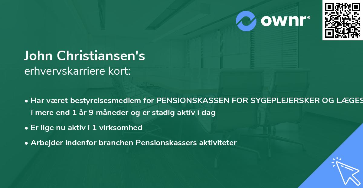 John Christiansen's erhvervskarriere kort