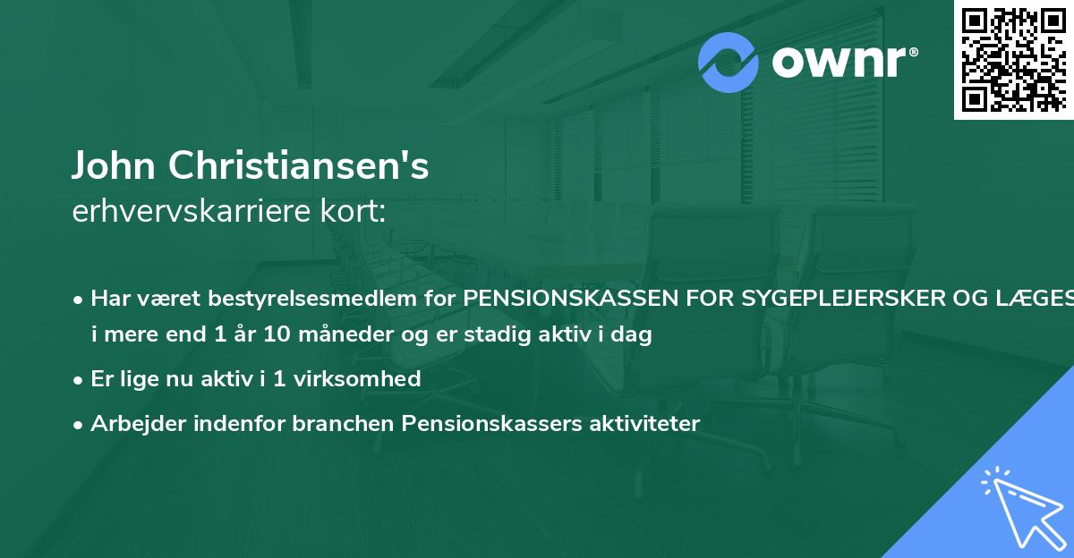 John Christiansen's erhvervskarriere kort
